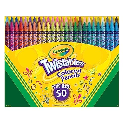 Crayola Twistables Colored Pencil Set (50ct), Cool Back to School Supplies for Kids, No Sharpen Colored Pencils for Girls & Boys, 4+ [Amazon Exclusive]