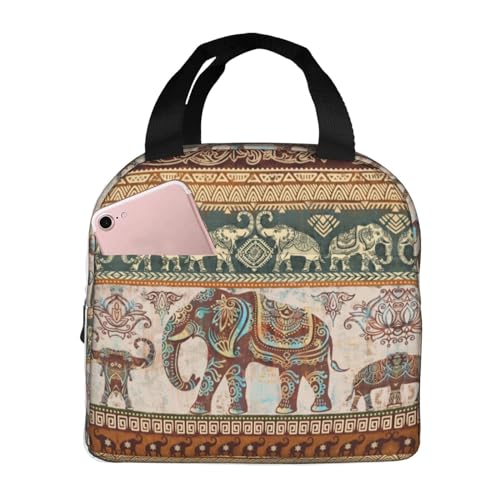 lotus elephants Lunch Bag Women Lunch Box for Women Mens Lunchbox for Work Office Picnic or Travel Cute Lunch Box Tote Bags for Gifts - color: 18