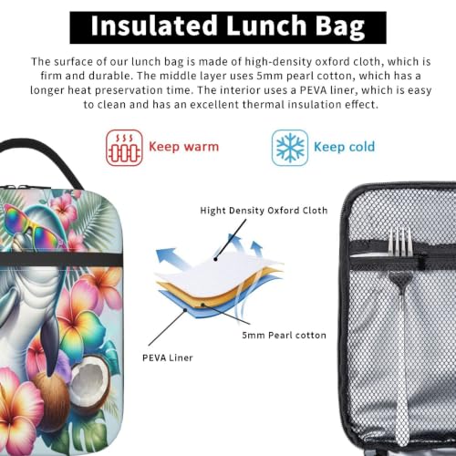 Tropical Dolphin Sunglasses Flowers Palm Leaves Lunch Bag 10In | Insulated Lunch Box Reusable Tote Bag For Picnic Office For Women Men - color: Style 7