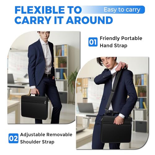 KTRIO 3 Ring Zipper Binder, 12 Tab Expanding File, 300 Sheets, Black | Durable Fabric Cover, 12 Tab Expanding File, 300 Sheet Capacity, Zipper Storage, Handle & Shoulder Strap