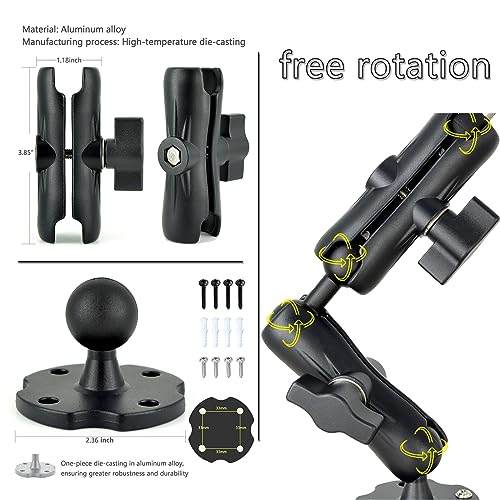 VAUBORTTI Aluminum Heavy-Duty Dual Arm Tablet Mount with 4-Point 360° Rotation Drill Base - Fits 6.5"-12.9" Tablets (iPad, Galaxy Tab, Surface) - Versatile Mounting for Homes, Businesses, Vehicles