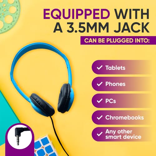 10 Pack Bulk Wired On-Ear Leather Headphones with 3.5mm Connector, Multi