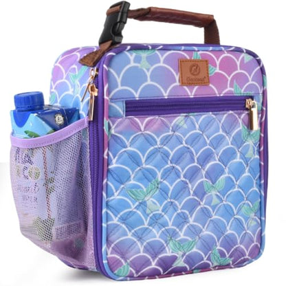 Genteen Kids Lunch Box Insulated Soft Mini Cooler with Bottle Holder, Lightweight Reusable Easy-Clean Lunch bag for Girls, Boys Back to School-Mermaid - color: Mermaid