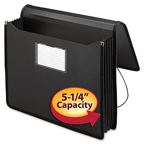 Smead Poly Wallet, Accordion File Organizer for File Folders, Letter Size, Black, 5-1/4 inch Expansion, Office Supplies, Document Organizer (71500) - size: Letter, style: Black