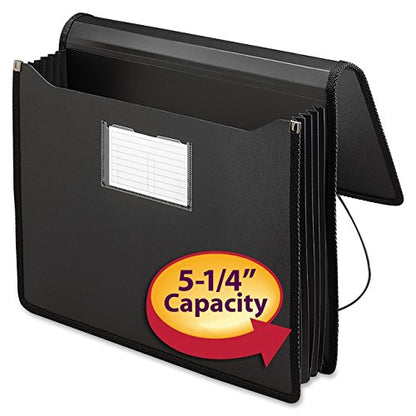 Smead Poly Wallet, Accordion File Organizer for File Folders, Letter Size, Black, 5-1/4 inch Expansion, Office Supplies, Document Organizer (71500) - size: Letter, style: Black