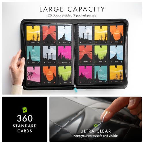 Vault X 9 Pocket Zip Trading Card Binder 360 Cards Exo-Tec (Teal) | Holds 360 standard-size TCG cards in 20 side-loading 9-pocket pages. Padded, water-resistant Exo-Tec cover. - color: Teal, size: 6.8cm x 9.7cm