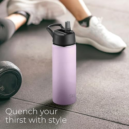 SipX™ 18 oz Insulated Water Bottle with 3 Lids – Leakproof Stainless Steel, Triple Insulated – Cold 24 Hours/Hot 12 Hours – Durable Bottle for School, Gym, Travel – Purple - color: Purple, size: 18 Ounces
