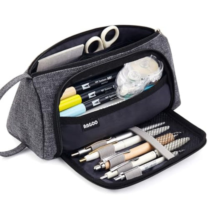 EASTHILL Big Capacity Pencil Case Pouch Pen Case Simple Stationery Bag School College Office Organizer for Teens Girls Adults Student - color: Black M