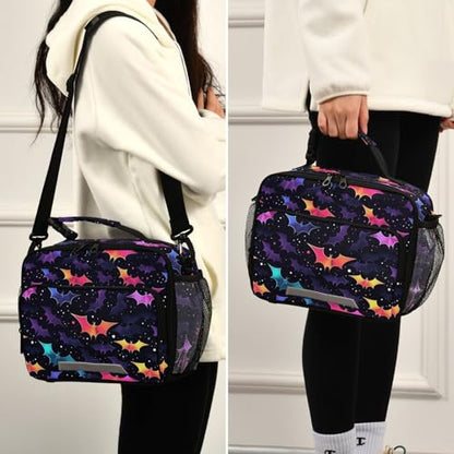 MNSRUU Unisex Insulated Lunch Bag, Bat 12, Fabric, 11"x4.33"x 9.05", Ample Storage Space, Keeps Food Warm, Lightweight, Portable, Suitable for Kids, Friends, Family - color: Bat 12