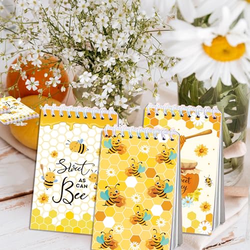 8 Pack Mini Bee Spiral Pocket Notepads Cute Honey Small Journal Pocket Notebooks Honeybee Party Favors Spiral Mini Notebooks for Classroom Teens Teacher Rewards Party Gifts