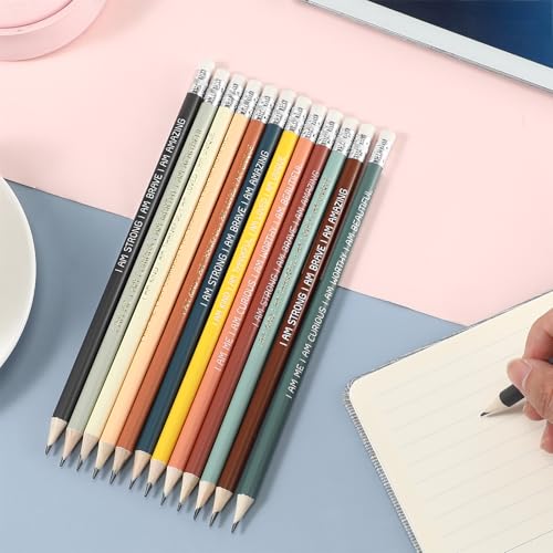 Fumete 240 Pcs Inspirational Pencils Bulk for Student Back to School Gifts from Teacher Motivational Pre Sharpened #2 HB Pencils with Eraser Positive Classroom Must Have Supplies for Kids (Dark)