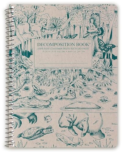Decomposition Everglades College Ruled Spiral Notebook - 9.75 x 7.5 Journal with 160 Lined Pages - 100% Recycled Paper - Notebooks for School Supplies, Home & Office - Made in USA - color: Everglades, style: Spiral-bound