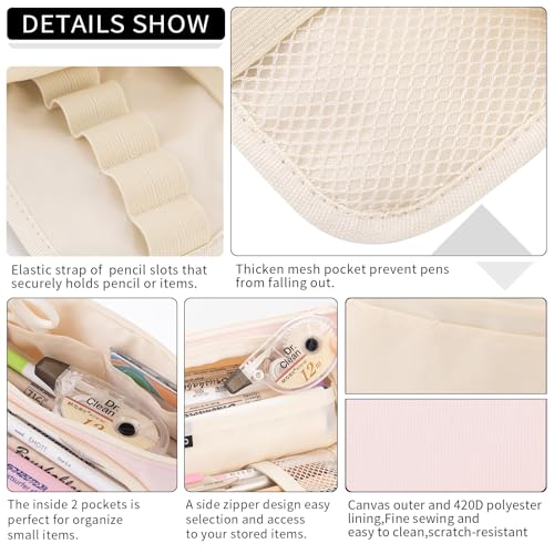 EASTHILL Big Capacity Pencil Case Pouch Pen Case Simple Stationery Bag School College Office Organizer for Teens Girls Adults Student - color: Light Pink XW
