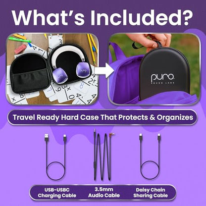 Puro Sound Labs Noise Cancelling Headphones for Kids - 85 dB Volume Limit, Built in Mic, 35-Hour Battery, Lightweight On Ear Design & Comfy Fit, Bluetooth Headphones for Kids – PuroQuiet Plus, Purple - color: Purple
