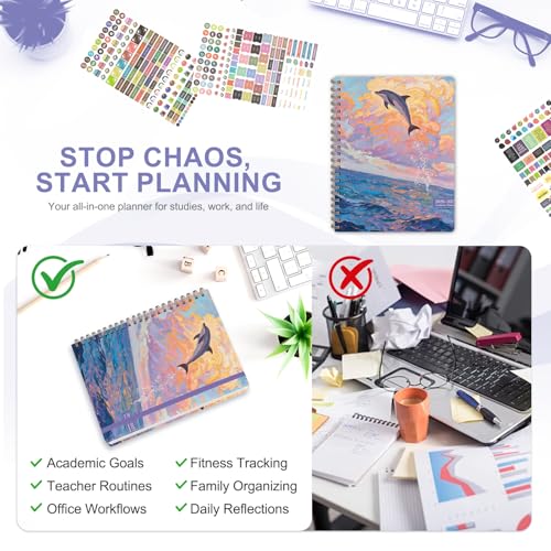Planner 2026-2027, Weekly and Monthly Academic Year Calendar Planner, July 2026 - June 2027, Daily Agenda Book for Office School Supplies, Letter Size(8.5'' x 11'') - color: 2607-Dolphin, size: 8.5"x11"(Jul 2026-Jun 2027)