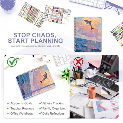 Planner 2026-2027, Weekly and Monthly Academic Year Calendar Planner, July 2026 - June 2027, Daily Agenda Book for Office School Supplies, Letter Size(8.5'' x 11'') - color: 2607-Dolphin, size: 8.5"x11"(Jul 2026-Jun 2027)