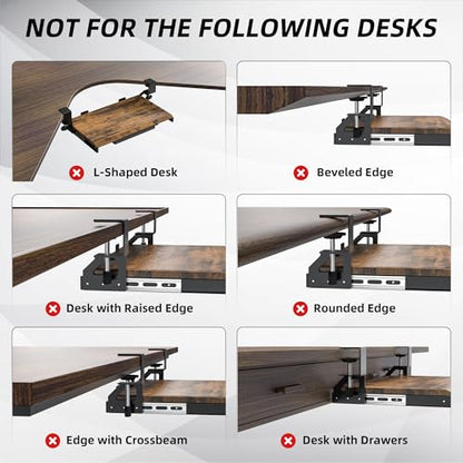 ETHU Keyboard Tray Under Desk, 19.7" X 12.2" Small Size C Clamp Keyboard Drawer Under Desk, Computer Keyboard Stand Slide Pull Out, Ergonomic Keyboard Tray for Home, Office (Wood) - color: Wood, size: 26.77" X 11.81"