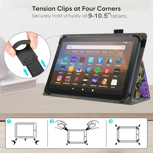Universal 10 10.1 Inch Android Tablet Case,Slim Folding Stand Cover for All 9"-10.5" Touchscreen Tablet Case with Stylus Pen Holder,Butterfly Flower - color: Butterfly Flower
