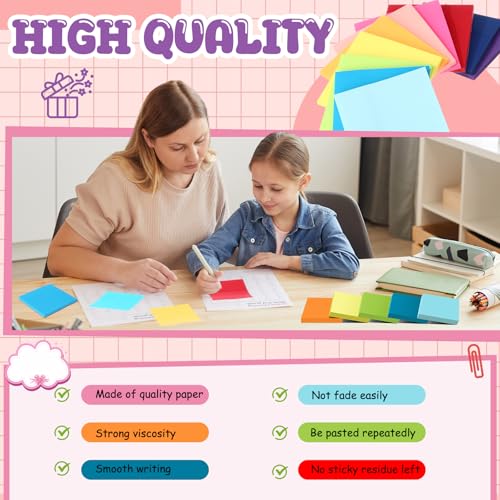 Zubebe 200 Pads 3 x 3 Inch Sticky Notes Bulk, Bright Colors Notepads Self Stick Note Square Memo Sticky for Office Back to School, 45 Sheets/pad - size: 3 × 3 Inch