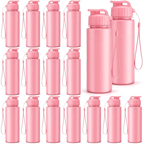 Mifoci 20 Pieces Water Bottle Bulk 17 oz Plastic Water Bottles Bulk Gym Sports Adults Reusable Large Bottles with Leak Proof Flip Top for Party Outdoor (Solid Pink) - color: Solid Pink