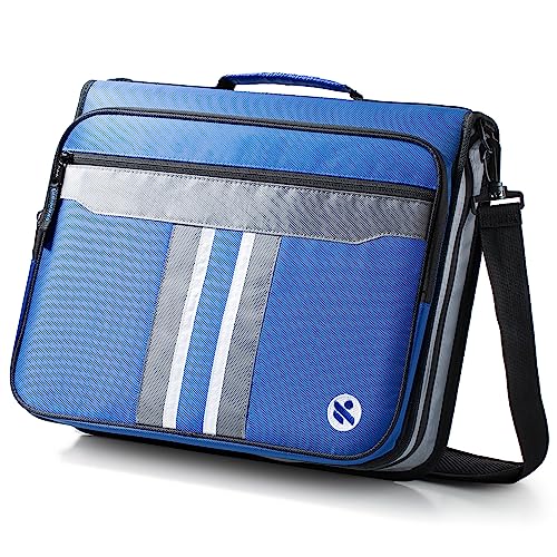 2-Inch 3 Rings Zipper Binder, Holds 15-Inch Laptop, Handle and Shoulder Strap Included, Blue - color: Blue