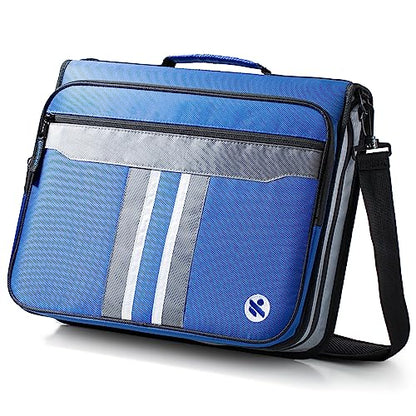 2-Inch 3 Rings Zipper Binder, Holds 15-Inch Laptop, Handle and Shoulder Strap Included, Blue - color: Blue