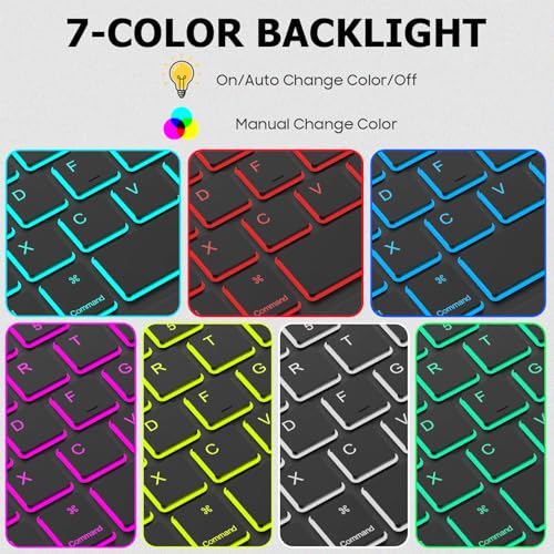 FINTIE 10-Inch Ultrathin Wireless Bluetooth Backlight Keyboard | [7 Color Backlit] Rechargeable Keyboard Compatible with iPad Samsung Tablet, iPhone Smartphone, iOS, Android - color: Classic Black