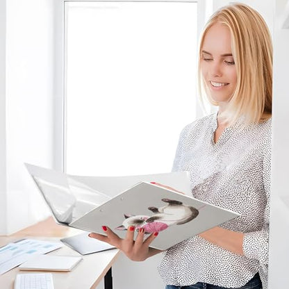 Fustylead Playful Siamese Cat 3 Ring Binder, D-Rings 1.5" Hardcover Folder, Fits 200 Sheets of A4 Paper, Durable Clipboard & Clean View with Inside Pockets for School Home Office - size: 12.4x10.63x2.36 Inch-2 Pack