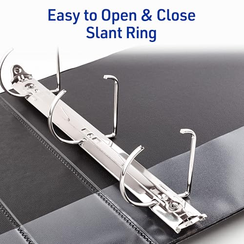 Avery Durable View 3 Ring Binder, 2 Inch Slant Rings, 530-Sheet Capacity, DuraHinge, 2.8 Inch Wide Spine, Customizable Clear Cover and Spine, 1 Black Binder (17031) - size: 2"