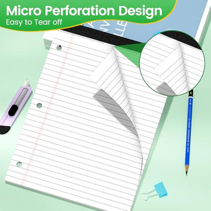 3 Hole Legal Pad 8.5 x 11, 2 Pack White Note Pads, Notebook Paper Wide Ruled, Writing Paper Pads, Notepads with Binder Holes, Lined Paper 8.5x11.75, Ideal for School, Home, Office, 50 Sheets/Pack - style: 2 Pack-50 Sheets/Pad-White