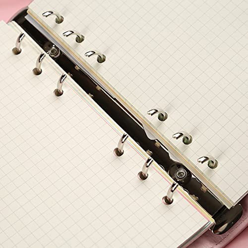 DY.2ten a6 6-Hole Binder Notebook Refills Set - 135 Sheets (270 Pages) Graph Paper + 2pcs Zipper Binder Pockets + 5 Pcs Dividers + Index Note Tabs + Ruler for Filofax a6 - color: A6 Square Paper