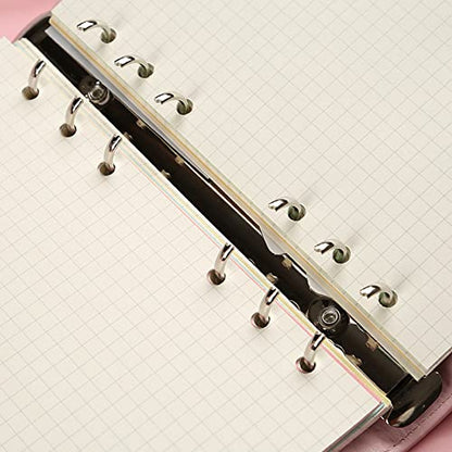 DY.2ten a6 6-Hole Binder Notebook Refills Set - 135 Sheets (270 Pages) Graph Paper + 2pcs Zipper Binder Pockets + 5 Pcs Dividers + Index Note Tabs + Ruler for Filofax a6 - color: A6 Square Paper