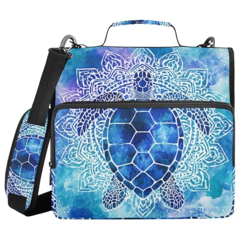 Sea Turtle Tie Dye Zipper Binder Bag 3 Ring with Handle Shoulder Strap, Binder File Organizer Bag Storage Case for School Work Office
