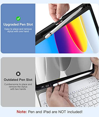 Hamile for iPad 11th 10th Generation Case with Keyboard - 7 Colors Backlit Wireless Detachable Folio Keyboard Cover with Pencil Holder for iPad 11-inch A16 2025 10th Gen 10.9 Inch 2022 (Black) - color: Black