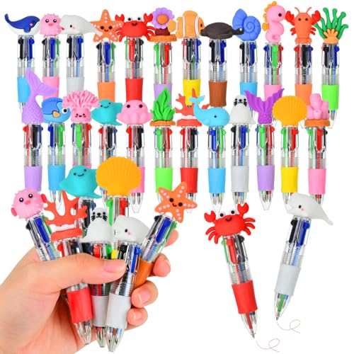 Under the Sea Party Favors Ocean Animals Multicolor Pen in One Cute Fun 4-in-1 Pens Bulk Cool Ballpoint Pens for Birthday Gifts Teacher Supplies (Sea Animal, 24) - style: Sea Animal