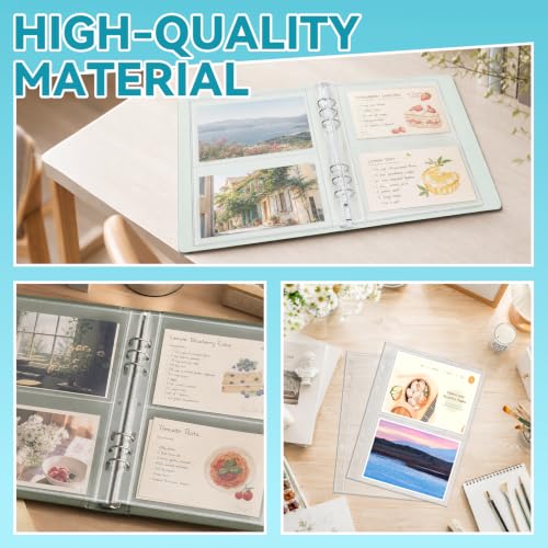 VOKOY 200 Pack Mini Sheet Protectors fit 4"x6"' Cards for 3 or 6 Ring Binder, 7 Holes 2 Pocket Heavy-Duty Recipe Card Sleeves Refill Pages Crystal Clear Index Card Protectors for 8.5x9.5 Inch Binder - size: 6.9x8.5 Inch-2 Pocket, style: 200 Pack
