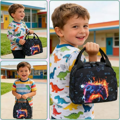 CAMTOP Boys Lunch Box Kids Insulated Lunch Bag Kids Cute Lunchbox for Boys Loncheras Para Niños - color: Gaming Controller