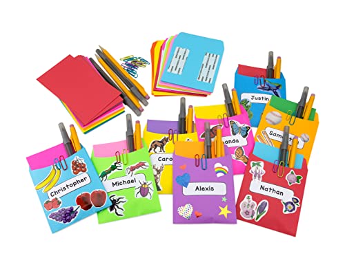 Hygloss 30 Pcs Library Card Pockets 3.5x5 Inch - Self-Adhesive Pocket Envelopes - Light Blue Classroom Envelope Pockets - Ideal for Organizing - Colorful Small Library Book Pocket - color: Light Blue, style: 30 Pockets