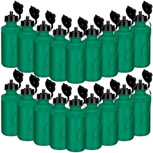Zubebe 36 Pcs Sports Water Bottles Bulk Squeeze Reusable Plastic Water Bottles Back to School Supplies Summer Gifts for Students School Travel Hiking Cycling Event Team Gift - color: Dark Green