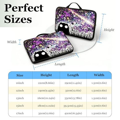 13 13.3 14 inch Laptop Sleeve with Handle, Black Cat Night Sky Water‑Resistant Laptop Carrying Case for MacBook Air 13-inch/MacBook Pro 13/14 inch/Dell/HP/Lenovo - color: Black Cat Night Sky, size: 13-14 inch Devices
