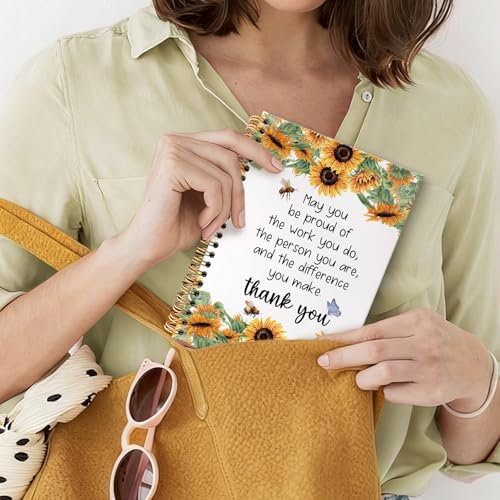 Teacher Appreciation Gifts Sunflower Spiral Notebook Journal, Thank You Sunflower Gifts for Teachers Journal for Notes Planning, Teachers Office Supplies, 5.5 X 8.3 Inch - color: Sunflower Thank you