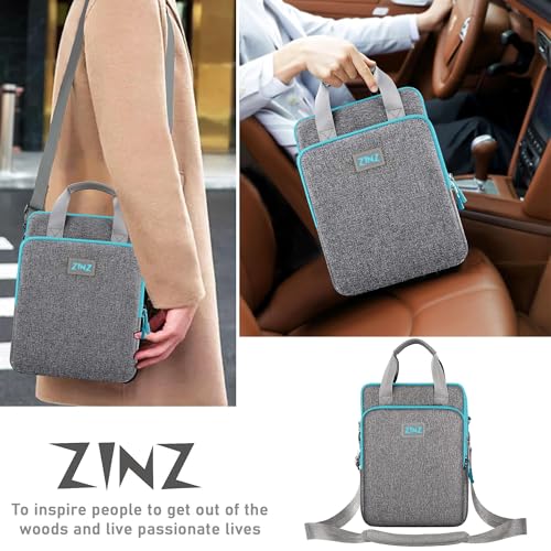 ZINZ Laptop Shoulder Bag 12.3-13 inch Case Sleeve, Expandable Handbag with Valuables Compartment Compatible with MacBook Air/Pro/Neo 13", iPad 12.9"/13"/11", Shockproof,Gray-Blue edge - color: Gray-blue Edge