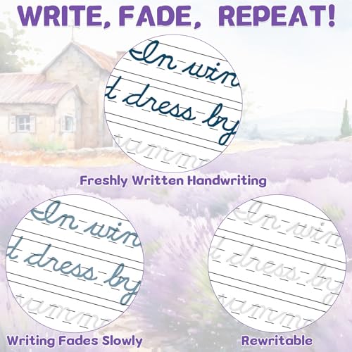 chiazllta 2 Pack Cursive Grooved Handwriting Workbooks Magic Grooved Cursive Reusable Writing Practice Copy Books with Disappearing Ink Pens for Beginners Learning Activities Supplies (Reading&Poems) - style: Reading&Poems