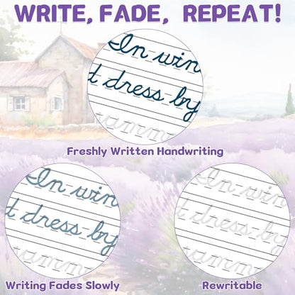 chiazllta 2 Pack Cursive Grooved Handwriting Workbooks Magic Grooved Cursive Reusable Writing Practice Copy Books with Disappearing Ink Pens for Beginners Learning Activities Supplies (Reading&Poems) - style: Reading&Poems