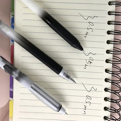 Fengtaiyuan Retractable Gel Pens, 0.5mm Black Ink ST Fine Point, Quick Dry No Smudge 3 Styles (Silent Click/Ergonomic Triangular Grip) for School Office Exam Note Taking, 18 Pack - color: BlackFGTWP18