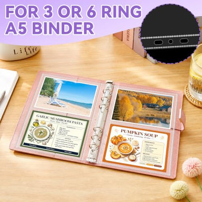 VOKOY 50 Pack Mini Sheet Protectors fit 4"x6"' Cards for 3 or 6 Ring Binder, 7 Holes 2 Pocket Heavy-Duty Recipe Card Sleeves Refill Pages Crystal Clear Index Card Protectors for 8.5x9.5 Inch Binder - size: 6.9x8.5 Inch-2 Pocket, style: 50 Pack