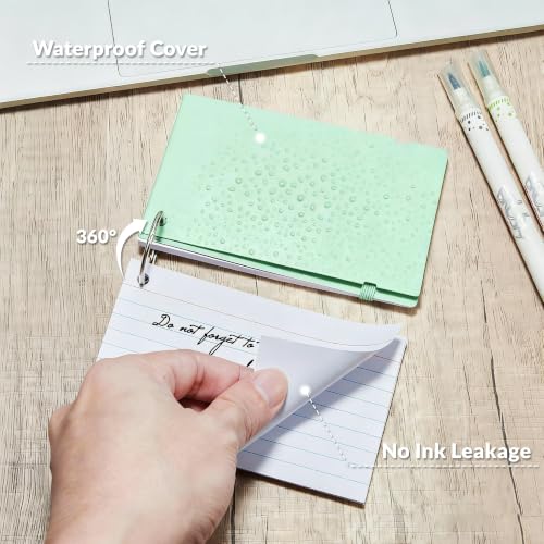 NEEWAY Heavyweight Ruled Index Cards 3x5, 200 Count Flash Cards with Rings and Cover, White Note Cards Lined for Home, Office (Light Green) - color: Light Green