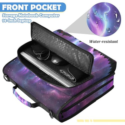 Deer 2-inch 3 Ring Zipper Binder with Shoulder Strap Holds 14 Inch Laptop for Students and Office - color: Glowing Deer