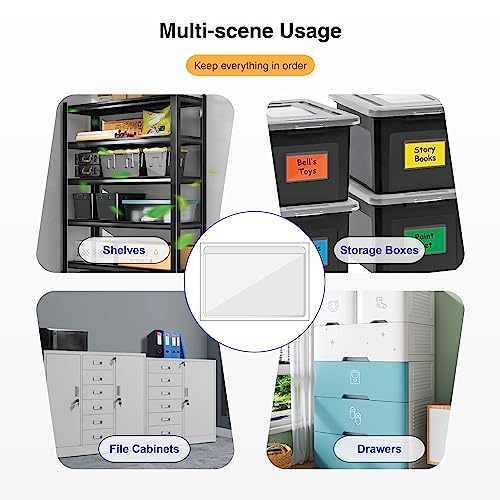 IMAGAME Clear Adhesive Business Card Pockets, 50 Pack | Side Open for Loading, Plastic Labels Holders, For Storage Bins and Library Card, Organizing and Protecting Business Cards - size: 2-1/2” x 4-1/8” for 2" x 3.5" Business Cards