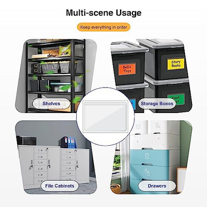 IMAGAME Clear Adhesive Business Card Pockets, 50 Pack | Side Open for Loading, Plastic Labels Holders, For Storage Bins and Library Card, Organizing and Protecting Business Cards - size: 2-1/2” x 4-1/8” for 2" x 3.5" Business Cards